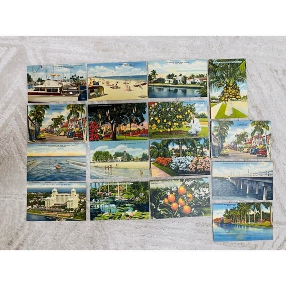 Tichnor Curteich Linen Post Cards Palm Beach Biltmore Lot of 16